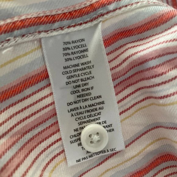 Beach Launch Lounge Womens Pink & White Striped Button Up Shirt Size X-Large - Picture 4 of 8